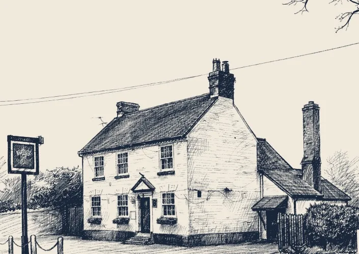 Architectural illustration of The Queens Head in Kempsey